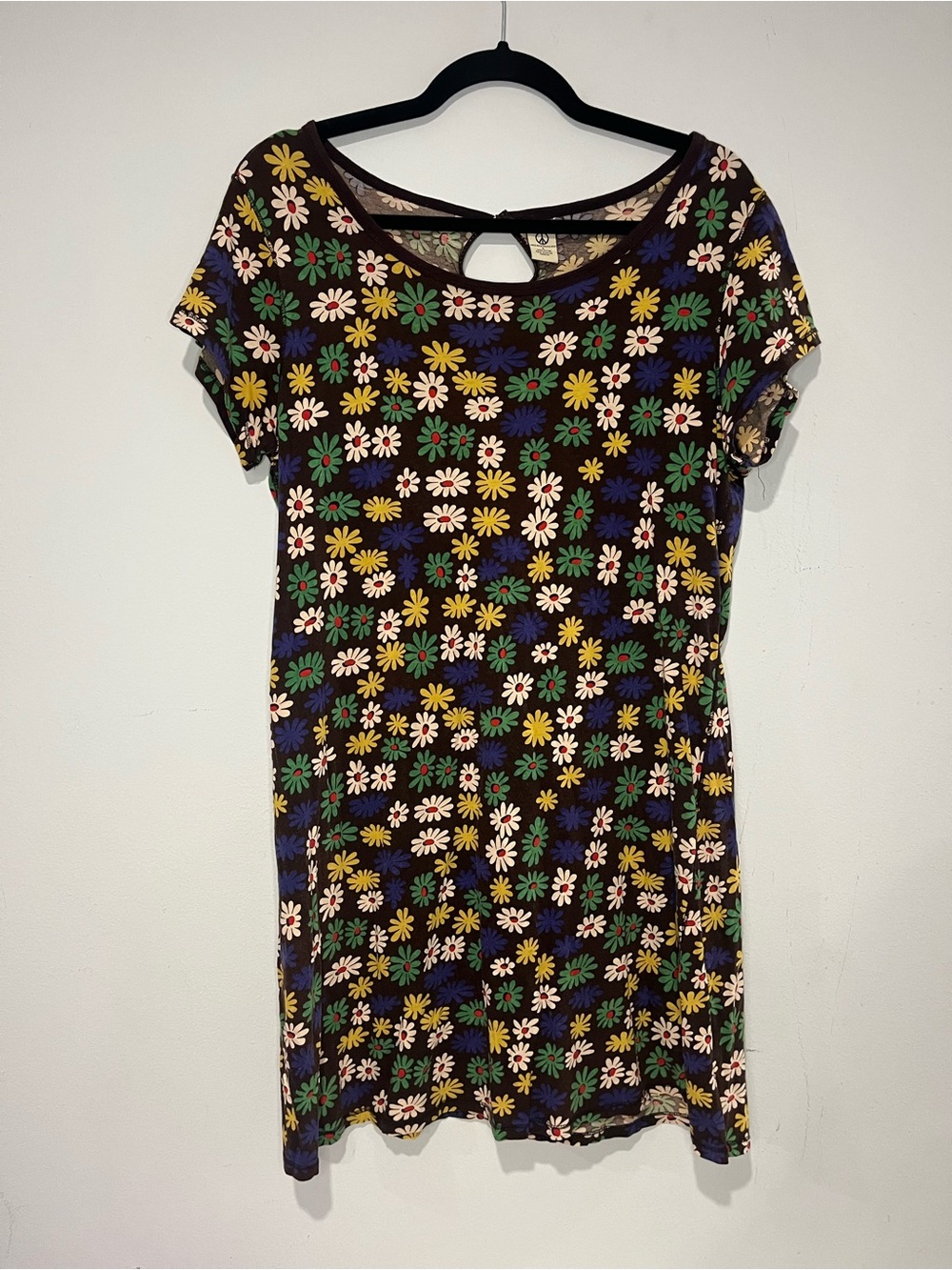 Lucky Brand Brown Daisy 100% Cotton Floral Dress Size L